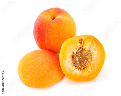 Apricots on white (Prunus armeniaca)