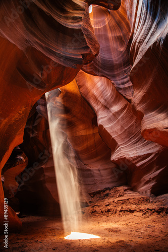Sunlight spilling into a slot canyon in Arizona