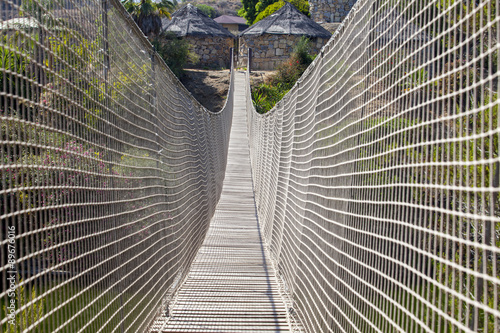 Rope and net suspension bridge