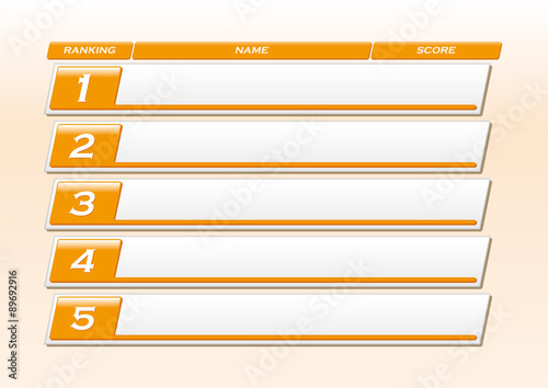 ランキング表 オレンジ