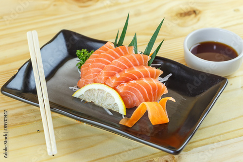Traditional japanese food, Salmon sashimi