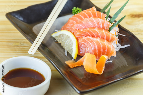 Traditional japanese food, Salmon sashimi