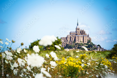 mont Saint Michel between flowers