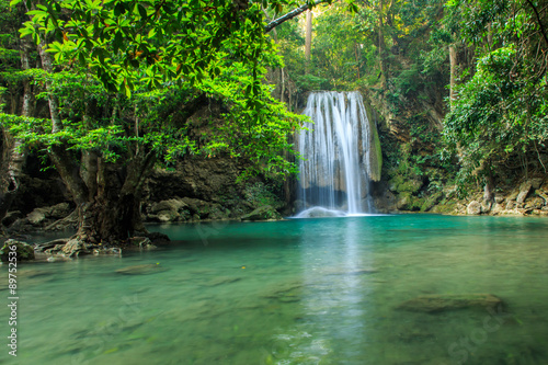 Waterfall in deep rain forest.