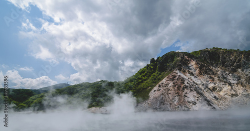 Sulfur Hot spring at Oyunuma Lake, Noboribetsu Onsen, Hokkaido,