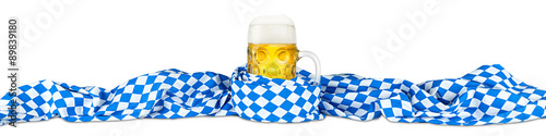Oktoberfest beer mug with bavarian flag isolated on white background