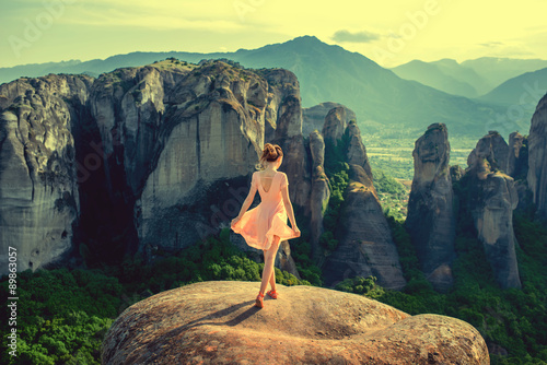Woman enjoying nature on the mountains