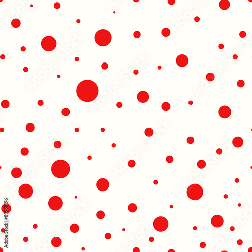 Seamless pattern with red polka dots