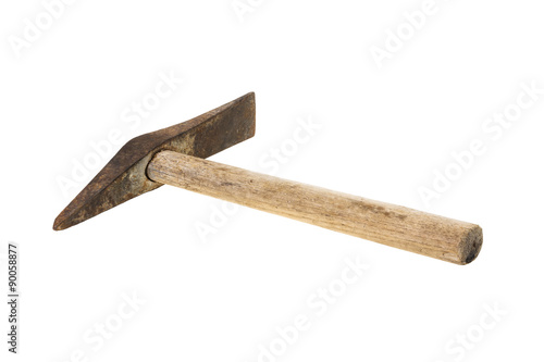 Old and rusty welding or chipping hammer isolated on white background
