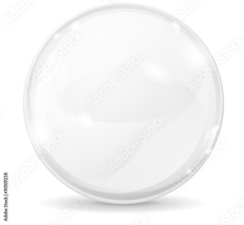 Glass sphere. White transparent glass ball