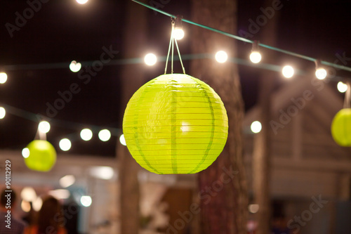 Green paper lantern outdoor party