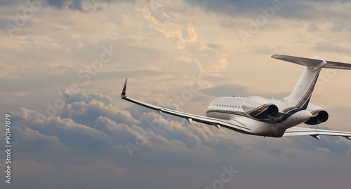 Private jet in flight