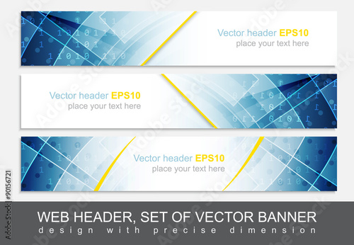 Set of vector header or banner. Design with precise dimension.