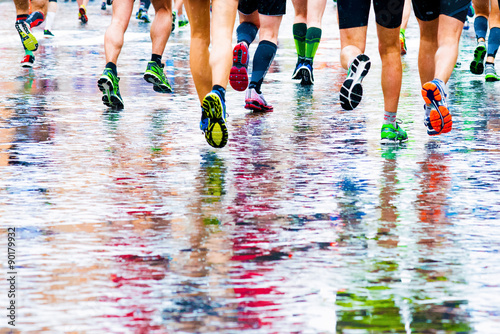 runners in marathon abstract legs