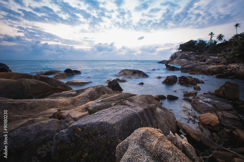 The rocky shore or beach