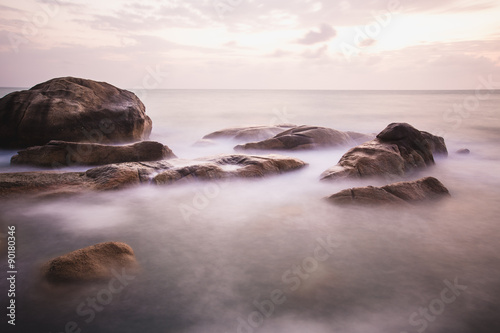 The rocky shore or beach