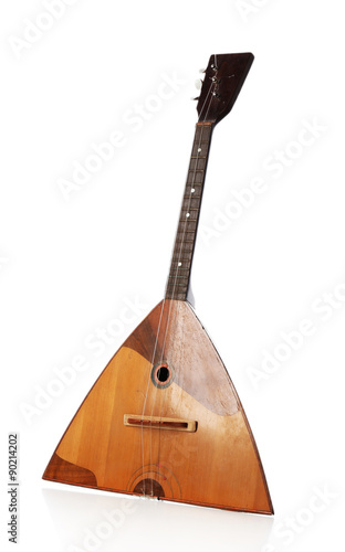 Folk musical instrument balalaika isolated on white