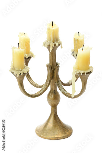 Bronze candelabrum isolated on white