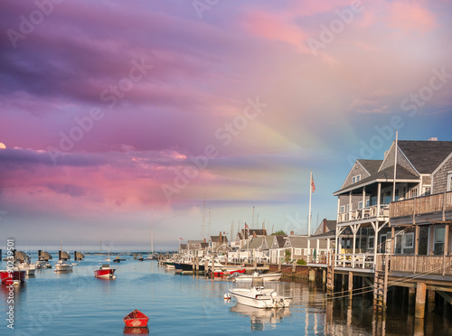 Beautiful homes of Nantucket, Massachusetts. Houses over water a