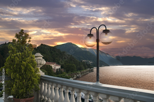 Sunset over Bellagio on Lake Como Italy