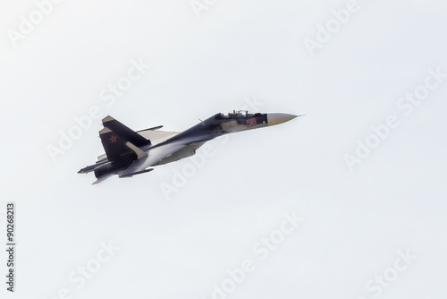 New Russian strike fighter Sukhoi Su-34 flies in the sky