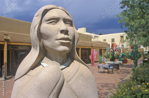 Detail of Sculpture of Indian Woman in Santa Fe, NM