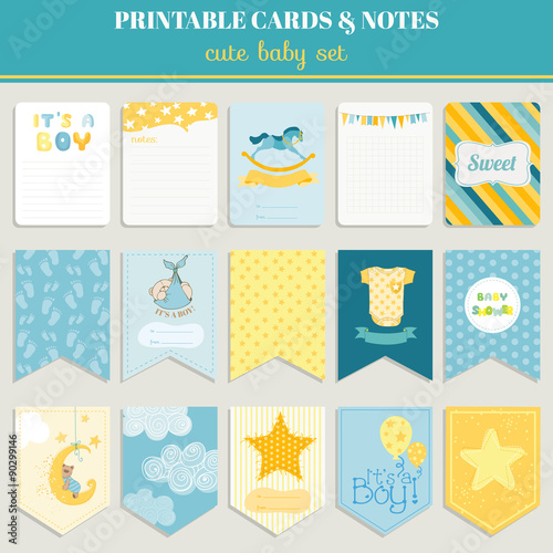 Baby Boy Card Set - for birthday, baby shower, party, design