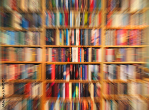 Bookcase with motion blur effect