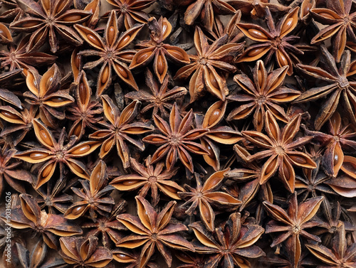 Star anise as an abstract background texture