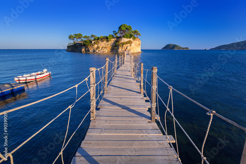 Hanging bridge to the island, Zakhynthos in Greece