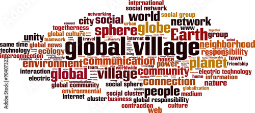 Global village word cloud concept. Vector illustration