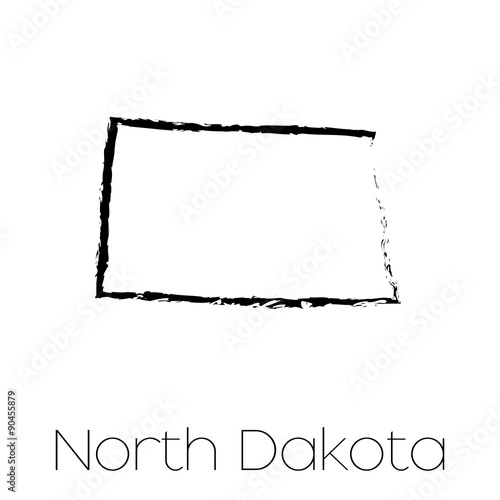 Scribbled shape of the State of North Dakota