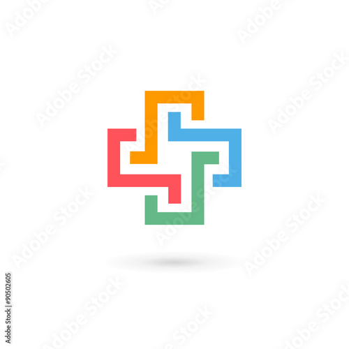 Cross plus medical logo icon design template elements