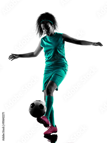 teenager girl child soccer player isolated silhouette