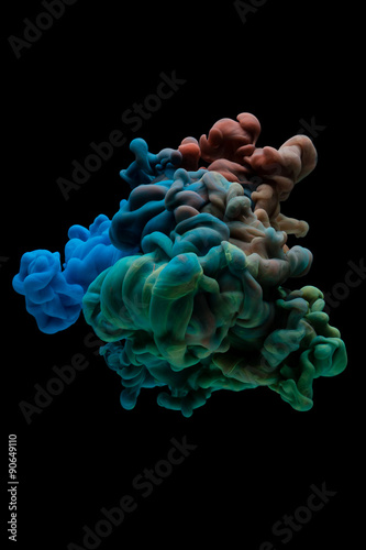 color paint in water, shot from below