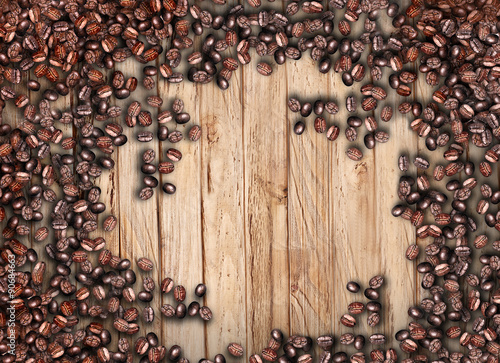 Coffee beans on wooden