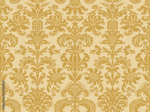 Vector seamless floral damask pattern beige