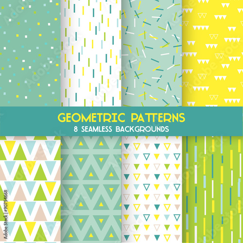8 Seamless Geometric Patterns - Texture for wallpaper, backgrounds