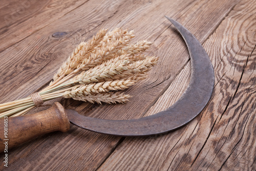 spikelets and siskle on old boards