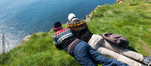 Watching Puffins in Latrabjarg cliff, Iceland