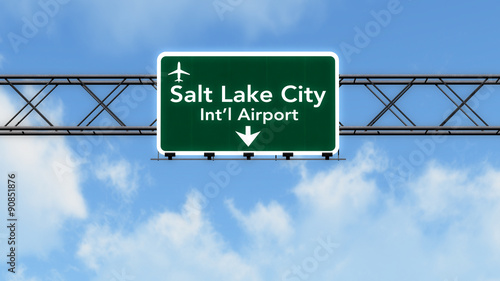 Salt Lake City USA Airport Highway Sign