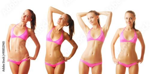 Sexy tan woman in bikini collection