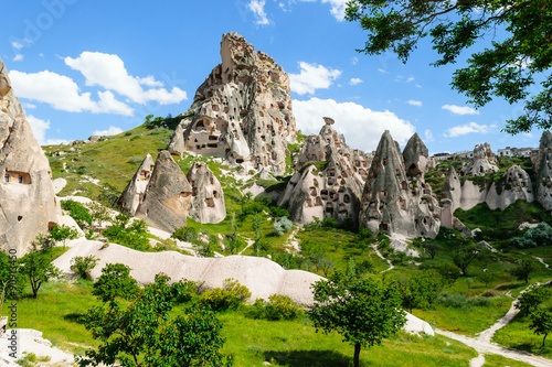 Natural fortress of Uchisar, riddled with man-made dwellings and dovecotes, dominates the skyline of Cappadocia.