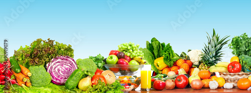 Fresh vegetables and fruits.