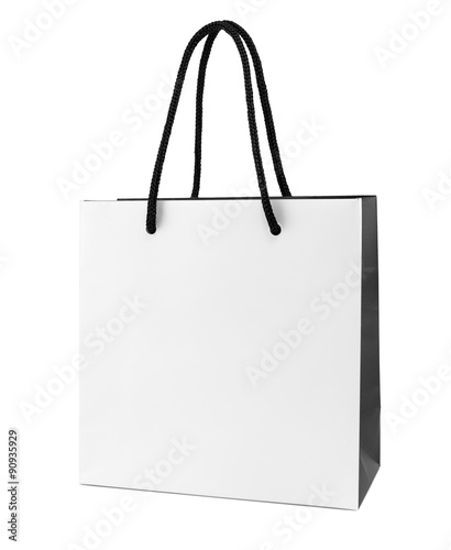 White and black paper shopping bag