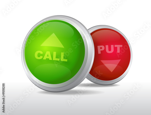 Binary options call and put buttons vector illustration