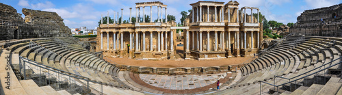 Panorámica del teatro romano de Mérida, Badajoz, Extremadura, España