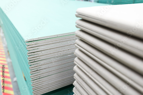  stack of gypsum board preparing for construction