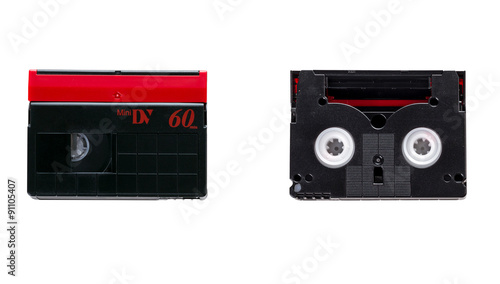 Mini DV cassettes isolated on white background