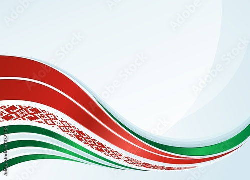 Abstract illustration belarus patriotic design with ornament on wave